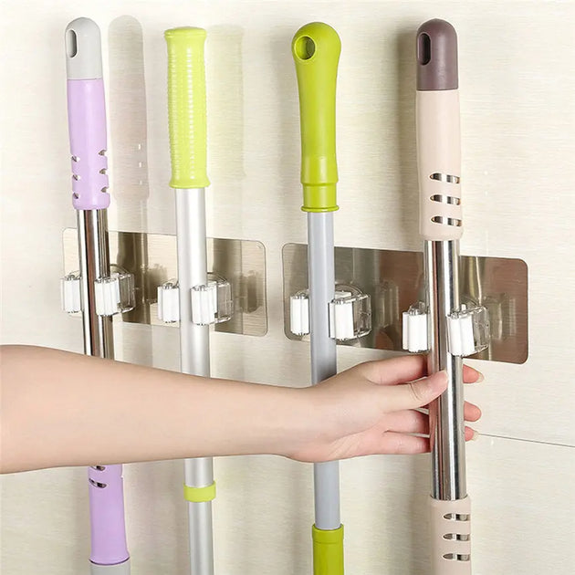 Wall Mounted Mop Organizer Holder Brush Broom Hanger Storage Rack Kitchen Tool Wall Housekeeper Random Colorful 17.8*7cm eprolo