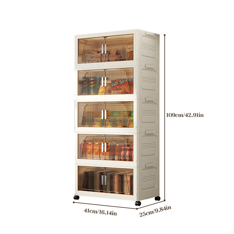 Folding Storage Cabinet with Wheels, 3/4 Tier Stackable Wardrobe Closet Organizer eprolo