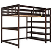Full Size Loft Bed with Storage Shelves and Under-bed Desk  Espresso eprolo