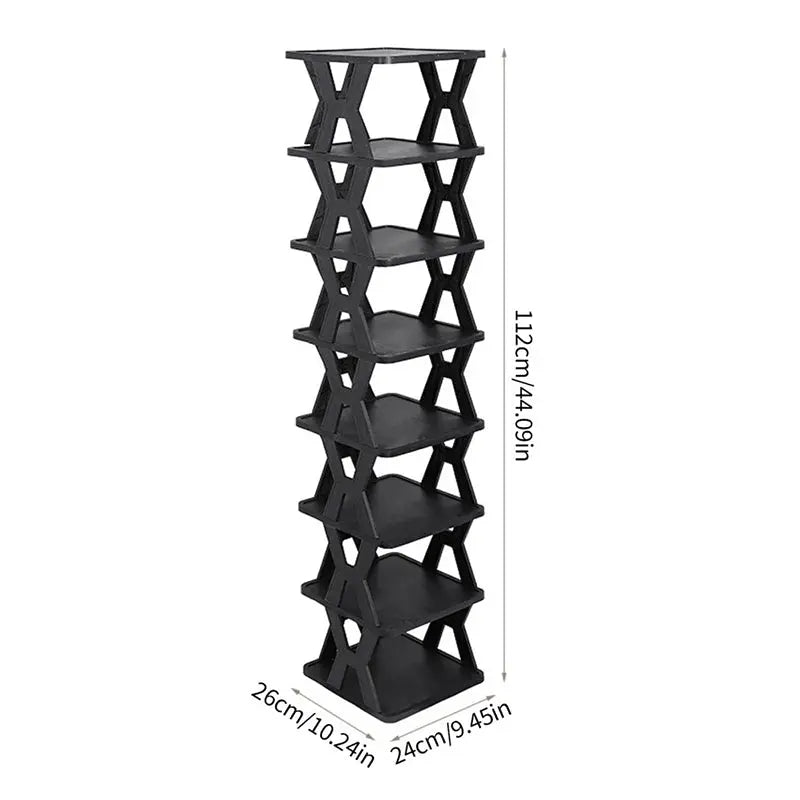 Stackable Plastic Shoe Rack, Vertical Dustproof Shoe Organizer, Sturdy Shoe Storage for Entryway eprolo