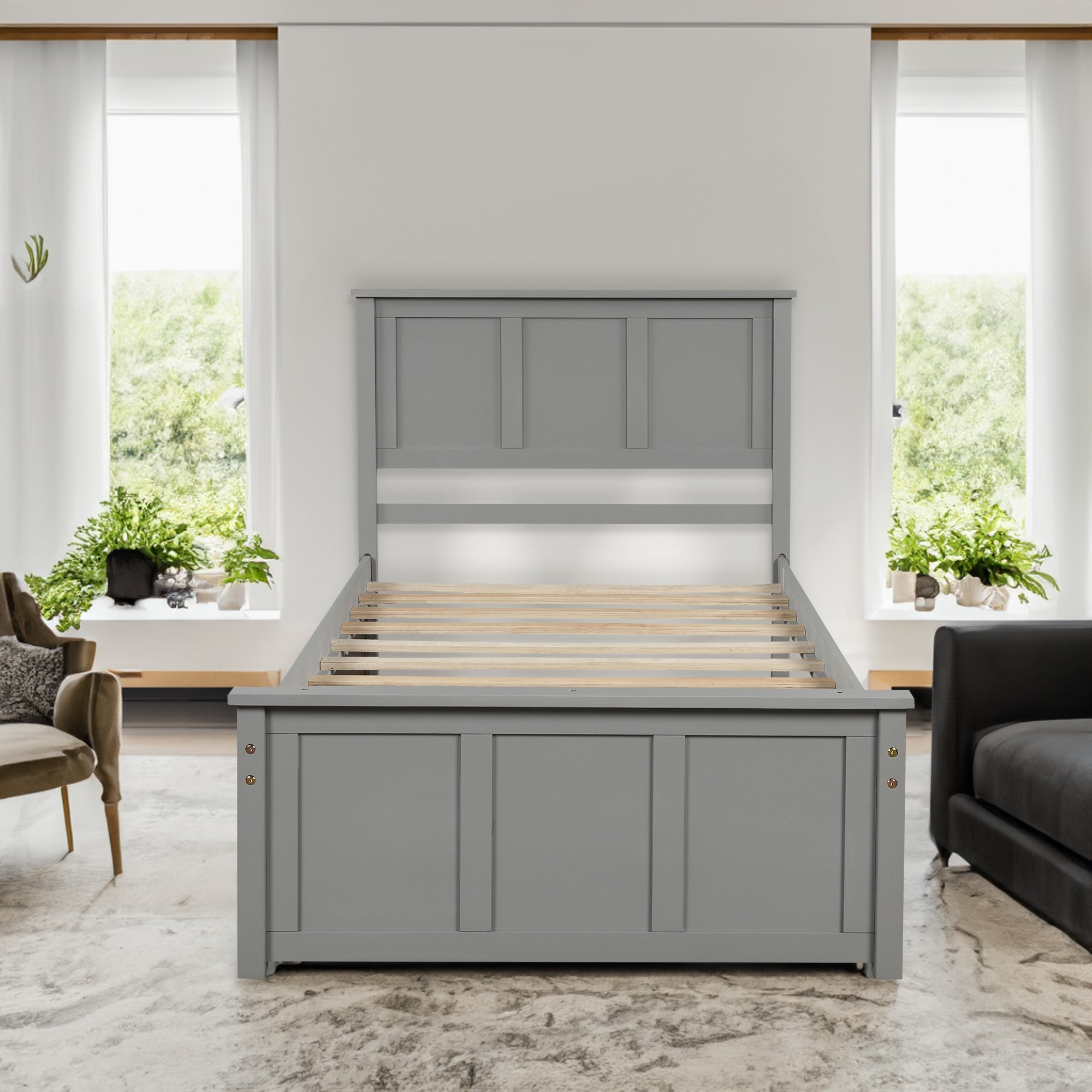 Wood Twin Storage Bed | Twin Platform Bed with 2 Drawers eprolo