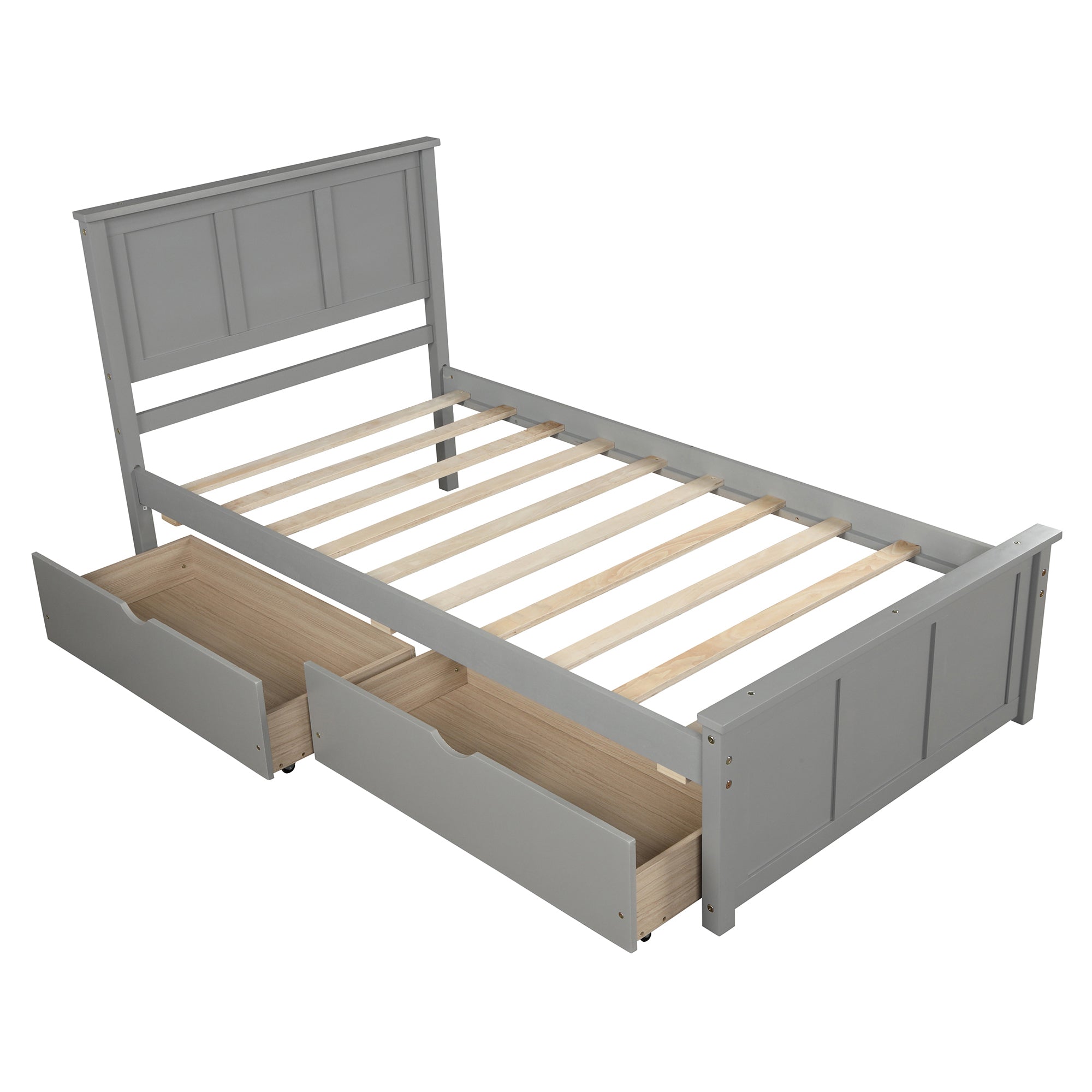 Wood Twin Storage Bed | Twin Platform Bed with 2 Drawers eprolo