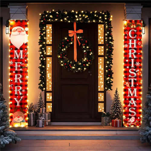 Door hanging LED illuminated party curtains Christmas party decorations Couplets with lights hanging curtains banners eprolo