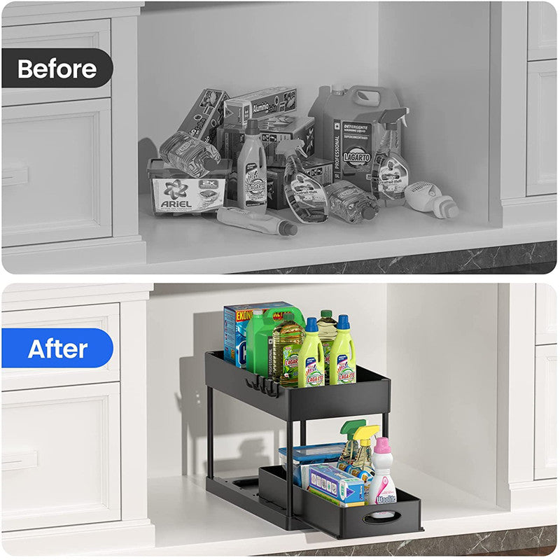 Pull-Out Double Shelf Kitchen Sink Disassembly Storage Countertop Spice Rack Seasoning Storage Rack eprolo