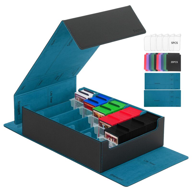 3800+ Capacity Card Storage Box. Includes 20 Dividers, 5 Supporters, Leather Magnetic Closure. Great for YuGiOh & MTG Cards. eprolo