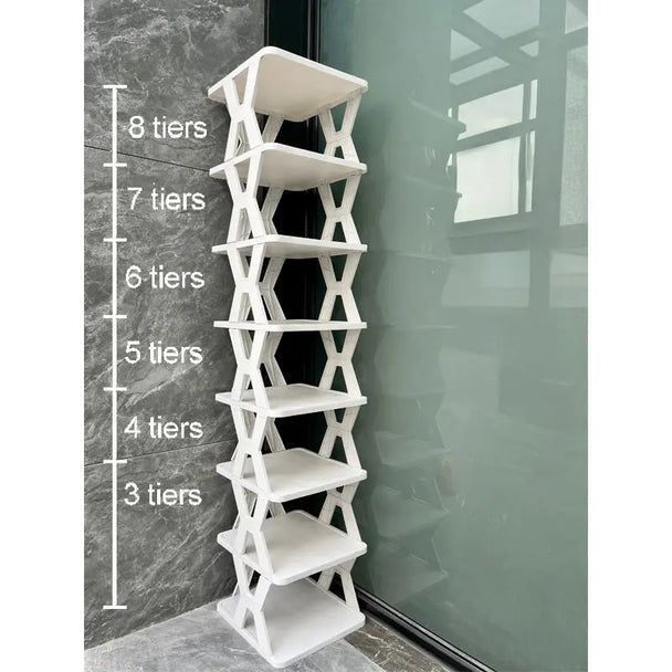 Stackable Plastic Shoe Rack, Vertical Dustproof Shoe Organizer, Sturdy Shoe Storage for Entryway eprolo