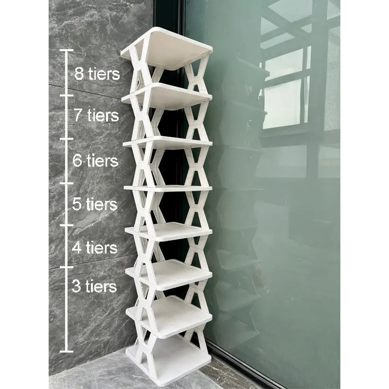 Stackable Plastic Shoe Rack, Vertical Dustproof Shoe Organizer, Sturdy Shoe Storage for Entryway eprolo