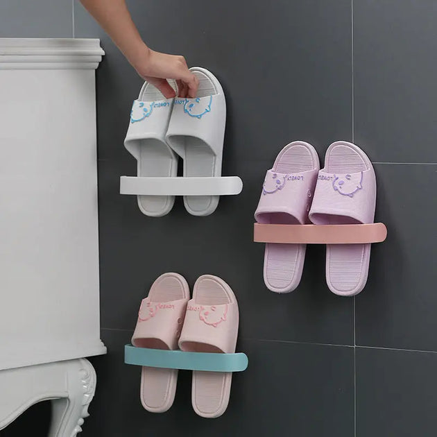 Bathroom Slippers Rack Wall-Mounted Wall-Mounted Toilet Shoe Storage Artifact Toilet Punch-Free Shoe Rack eprolo