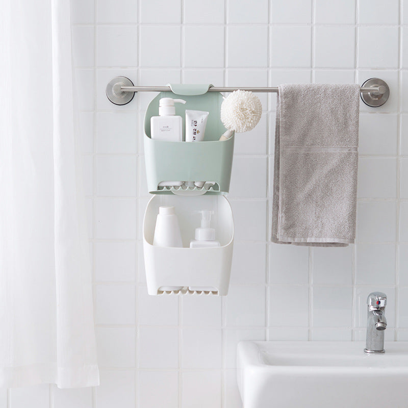 Stackable Bathroom Storage Box Drainable Free Punch Toilet Rack Toilet Towel Hanging Basket eprolo