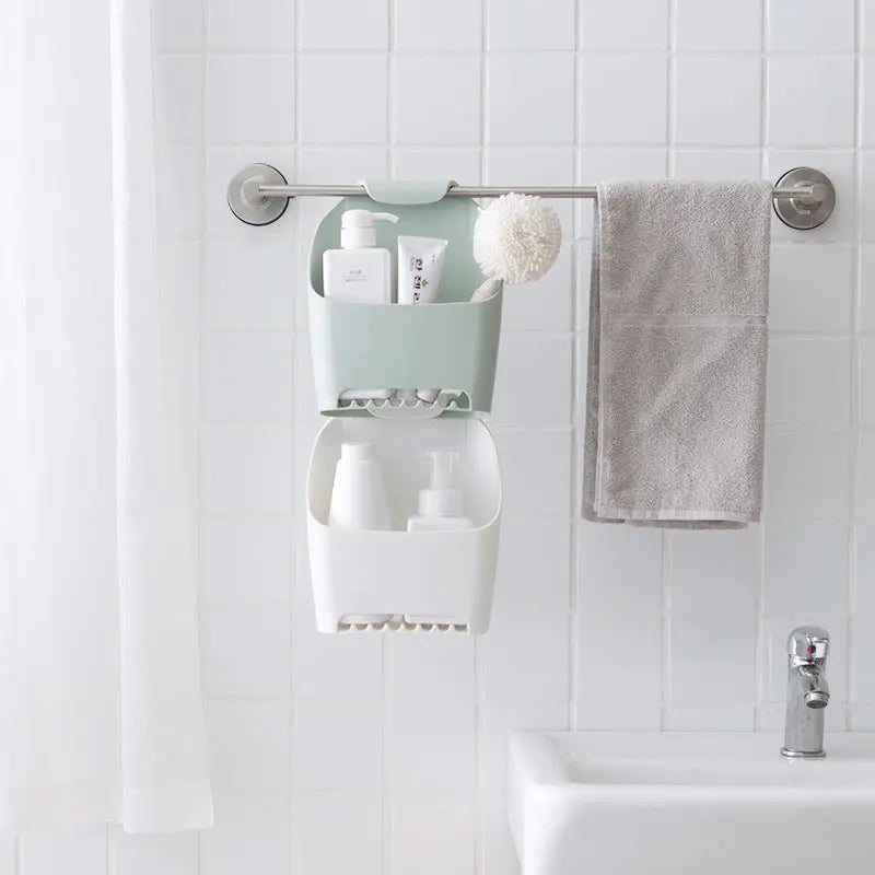 Stackable Bathroom Storage Box Drainable Free Punch Toilet Rack Toilet Towel Hanging Basket eprolo