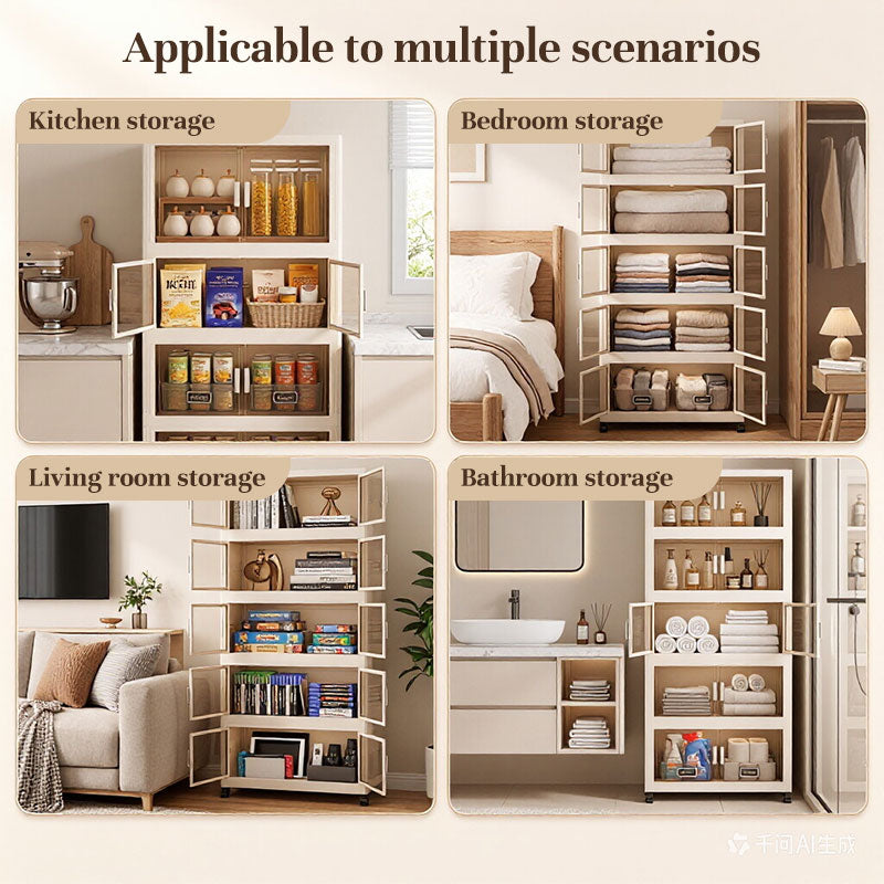 Folding Storage Cabinet with Wheels, 3/4 Tier Stackable Wardrobe Closet Organizer eprolo