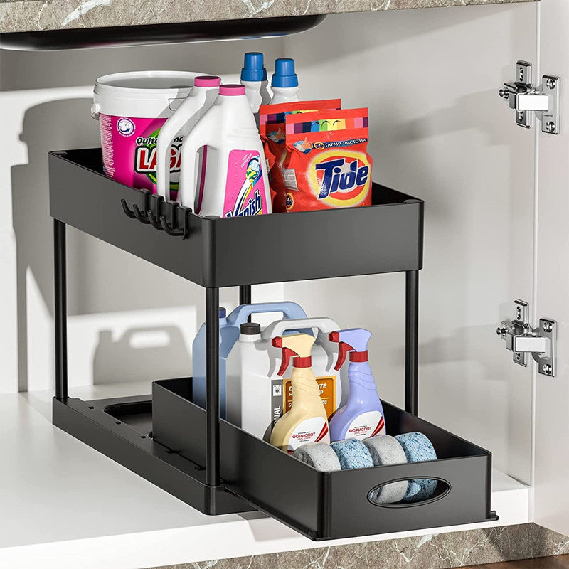 Pull-Out Double Shelf Kitchen Sink Disassembly Storage Countertop Spice Rack Seasoning Storage Rack eprolo