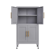 Grey metal kitchen storage cabinet, kitchen pantry storage cabinet with door and shelf, adjustable leveling feet eprolo