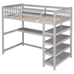 Gray Twin Loft Bed | Desk & Storage Shelves Bedroom Bed eprolo