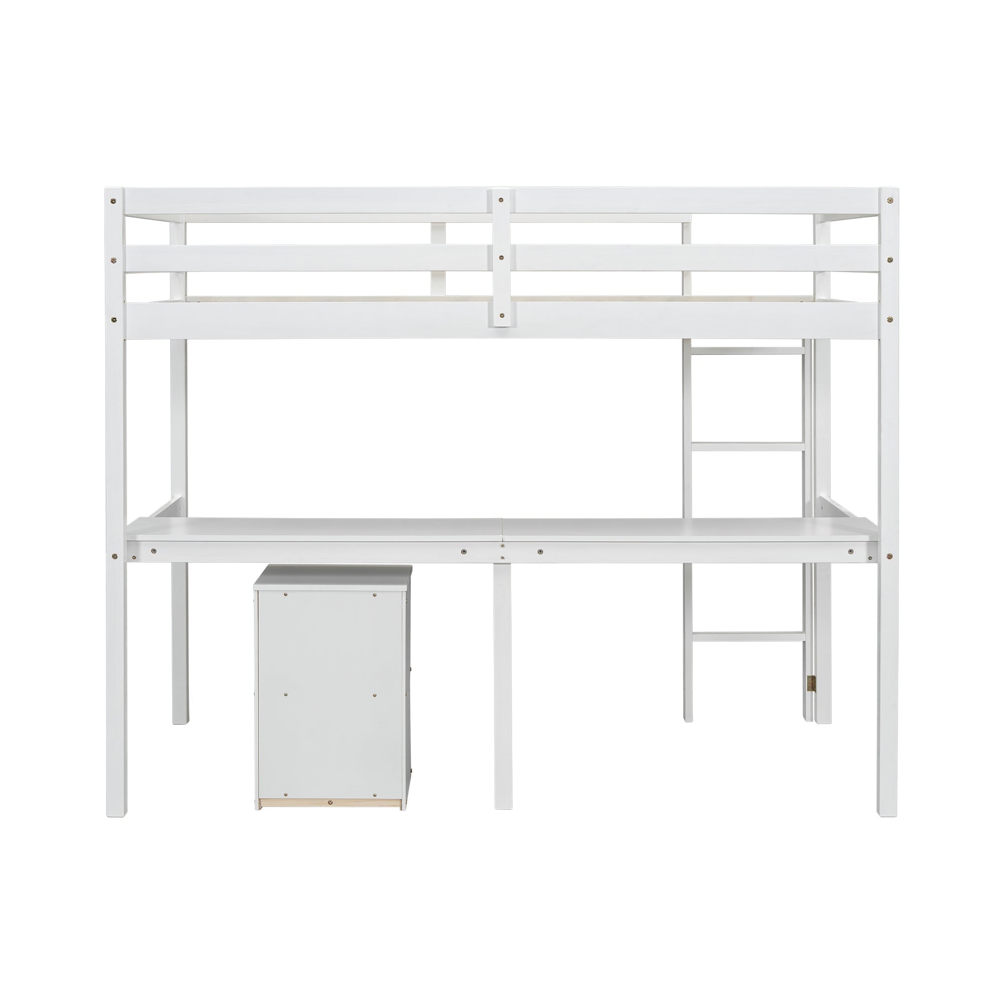 Twin Loft Bed White | Desk & 2 Drawer Storage Cabinet Bed eprolo