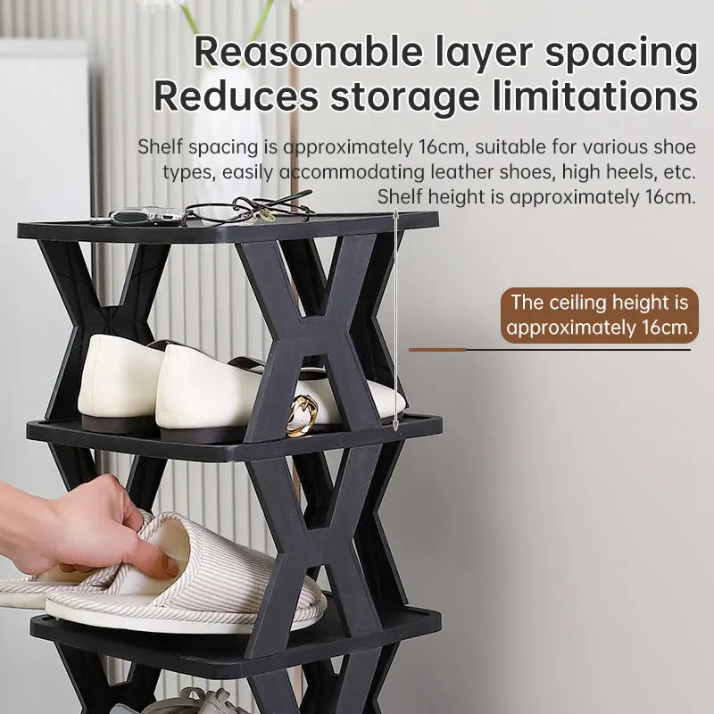 Stackable Plastic Shoe Rack, Vertical Dustproof Shoe Organizer, Sturdy Shoe Storage for Entryway eprolo