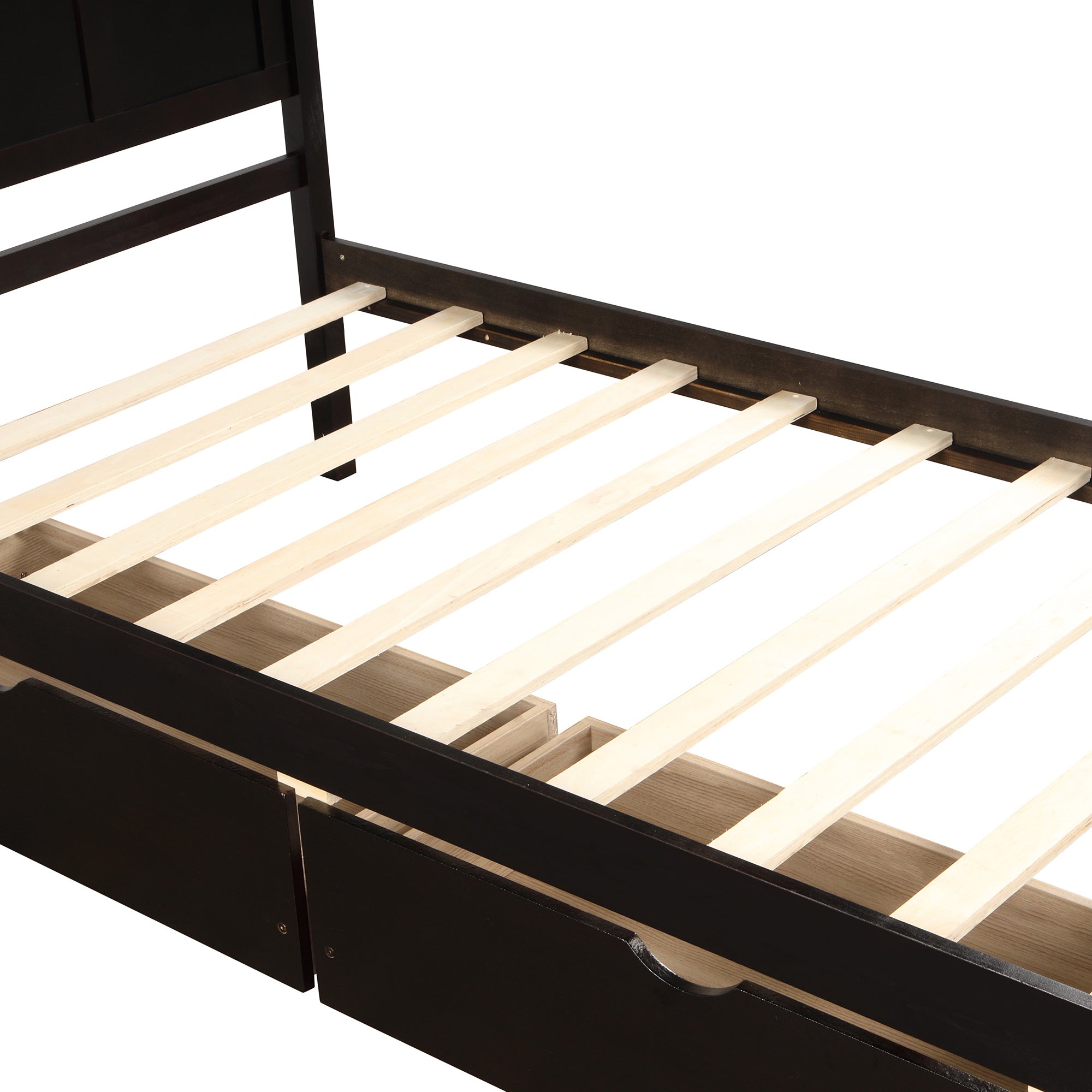 Twin Storage Bed | Platform Bed with 2 Drawers Espresso eprolo